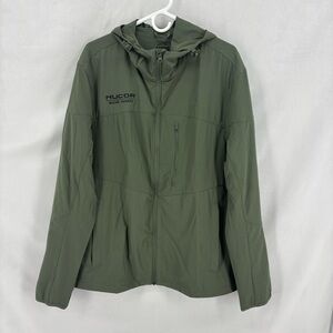 Banded men’s large all season shell Green Hooded Jacket outdoor lightweight